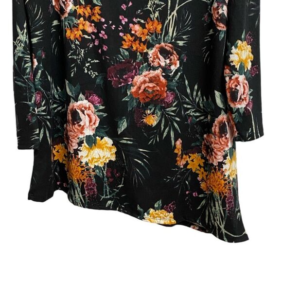 NWT Ava James Women's Floral Blouse Tunic Sz 1X Asymmetrical Hem Artsy Office - Picture 7 of 14
